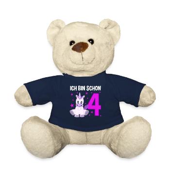 Einhorn Glitzerparty 4 Jahre Zauber - Teddy - French Navy - Vorne