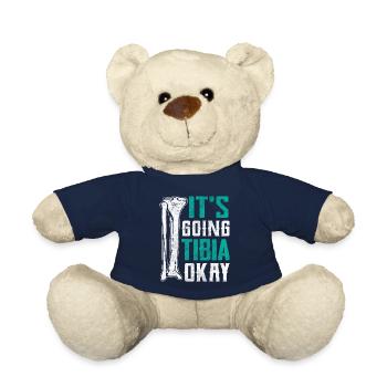 Ça va bien Tibia Drôle Chirurgie de la jambe cassée - Nounours - bleu marine - Devant