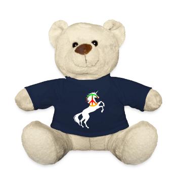 Peace Symbol Unicorn TShirt Cool Harmony Magical - Teddy Bear - french navy - Front