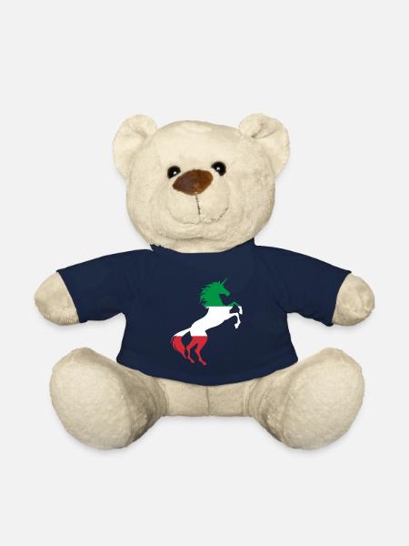 Unicorn Italy Flag T-Shirt Magical Unicorn Italian - Teddy Bear - french navy