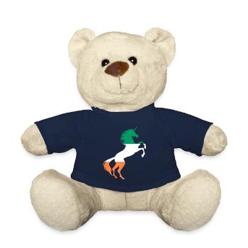 T-Shirt Drapeau Licorne Irlande Licorne Magique Irlandaise - Nounours - bleu marine - Devant