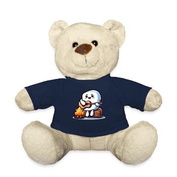 Campfire evening with cute marshmallow - Teddy Bear - french navy - Front