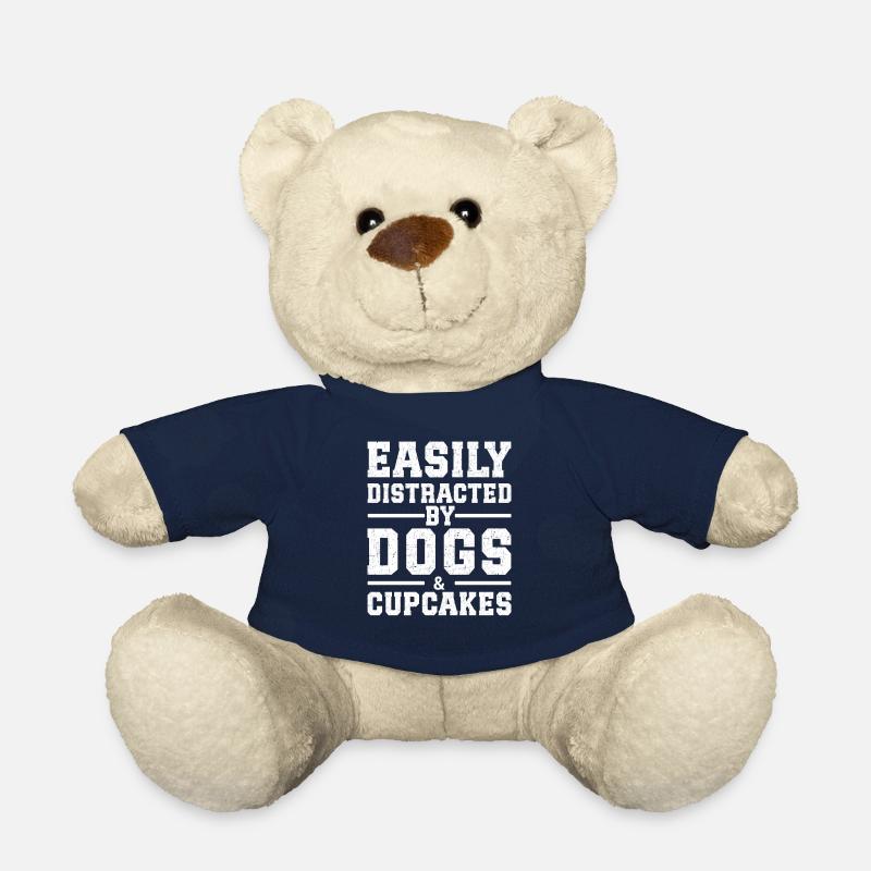 Easily Distracted By Dogs & Cupcakes - Teddy Bear - french navy