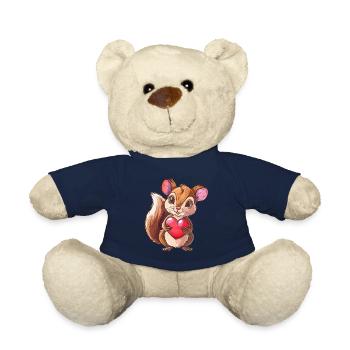 Cute Squirrel Holding a Heart - Teddy Bear - french navy - Front