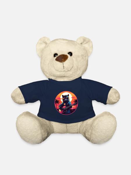Guitar Music Cat Gift - Teddy Bear - french navy