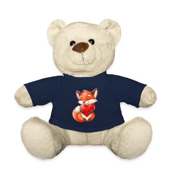 Cute Fox Holding Heart Illustration for Animal - Teddy - French Navy - Vorne