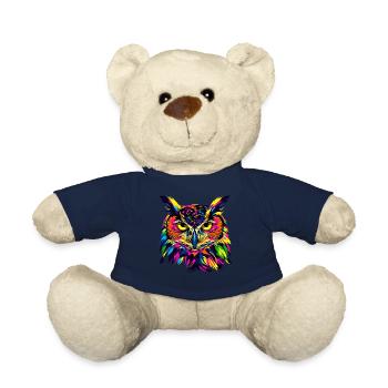 Owl Colorful Rainbow Colors Pop Art Owl Eagle Owl Owls - Teddy Bear - french navy - Front