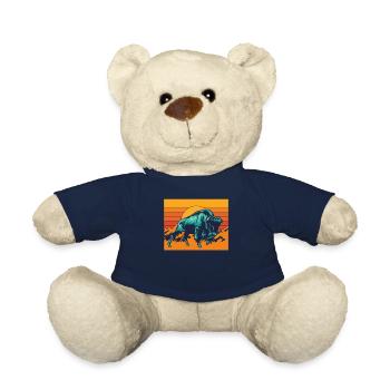 Rétro Buffalo Bovinae Amoureux du bison américain Bison - Nounours - bleu marine - Devant