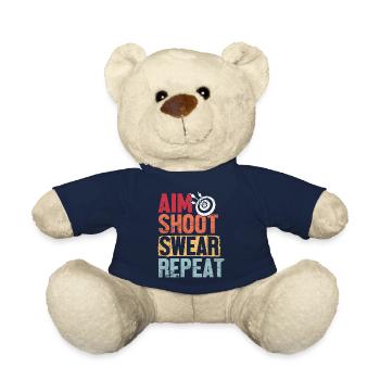 Aim Shoot Swear Repeat Archery Retro Groovy Bow - Teddy Bear - french navy - Front