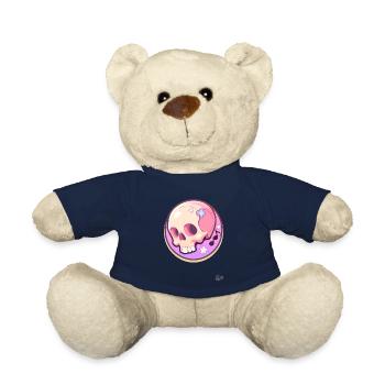 Musical notes and a relaxed cute skull - Teddy Bear - french navy - Front