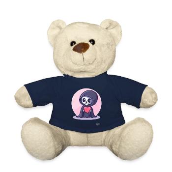 Kawaii cute happy Grim Reaper with heart and love - Teddy Bear - french navy - Front