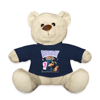 Pferd 1. Geburtstag Mädchen Kinder - Teddy - French Navy - Vorne