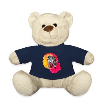 Zebra Africa Wild Zoo Animals Stripes Colorful - Teddy Bear - french navy - Front
