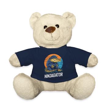 Ninja Alligator Gamer Fun Gaming Reptile Graphic - Teddy Bear - french navy - Front
