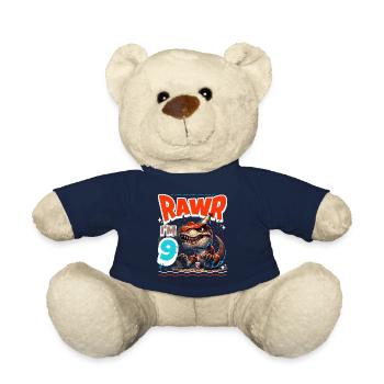 9ème anniversaire Rawr T Rex Dinosaure - Nounours - bleu marine - Devant
