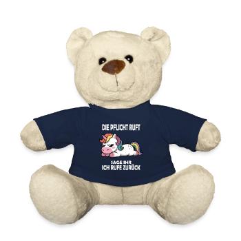 Die Pflicht ruft, lustiger Einhorn Spruch - Teddy - French Navy - Vorne