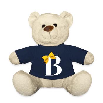 Lettre b nœud jaune - Nounours - bleu marine - Devant