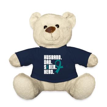 Husband Dad Sober Hero Addiction Recovery - Teddy Bear - french navy - Front
