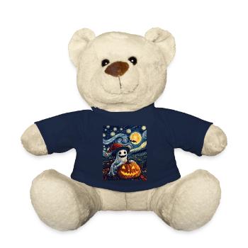 Halloween Geschenk Geist mit Weihnachtsmütze Deko - Teddy - French Navy - Vorne