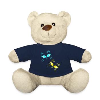 minimalistisch Katze Katzen Gesicht Gesichter - Teddy - French Navy - Vorne