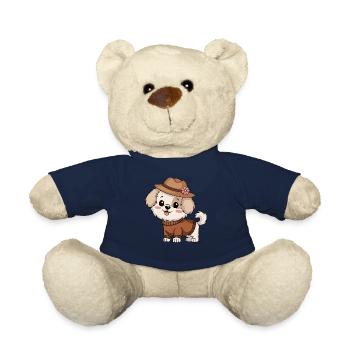 Niedlicher Hund mit Hut und Pullover - Teddy - French Navy - Vorne