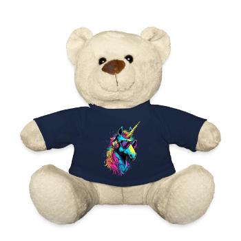 Einhorn Bunt Regenbogen Pferde Reiten Einhörner - Teddy - French Navy - Vorne