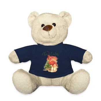Merry Christmas Flamingo Hat Santa Light - Teddy Bear - french navy - Front