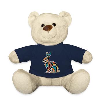 Geometrische Bauernhof-Tiergrafik Hase - Teddy - French Navy - Vorne