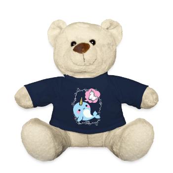 Narwhal Dreaming Of Unicorn - Teddy Bear - french navy - Front