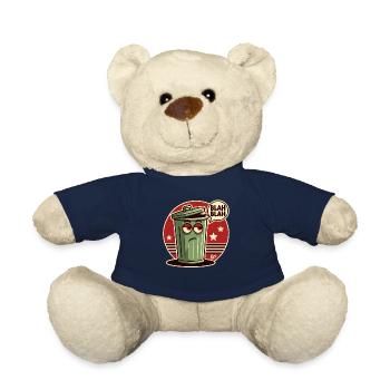 Blah Blah: Tired and Bored Trash Can - Teddy Bear - french navy - Front