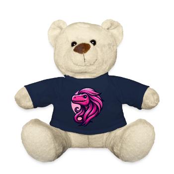 Dino Diva with Pink Glam Hair - Teddy Bear - french navy - Front