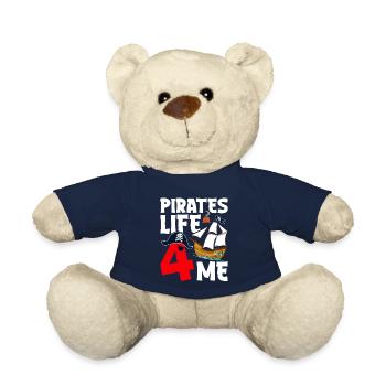 Pirates Life 4 Me Funny Pirate 4th Birthday 4 - Teddy Bear - french navy - Front