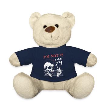 I Am 74 Plus Middle Finger - 75th Birthday - Teddy Bear - french navy - Front