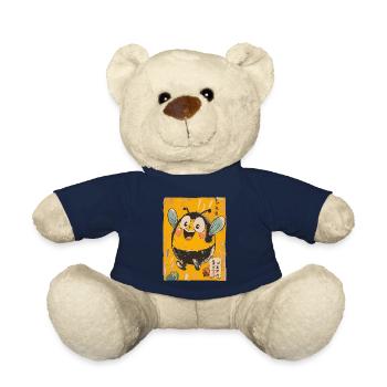 Cheerful chubby Japanese bee - Teddy Bear - french navy - Front