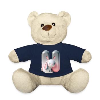 Cute bunny next to the letter H - Teddy Bear - french navy - Front