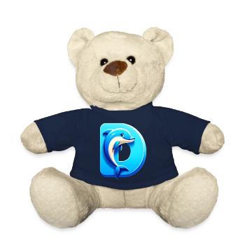 Cute Dolphin with Blue Letter D - Teddy Bear - french navy - Front