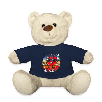 Fast food Valentine's Day heart hamburger fries dad - Teddy Bear - french navy - Front