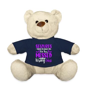 Anfälle versucht, mich zu schlagen lila Schleife lustig - Teddy - French Navy - Vorne