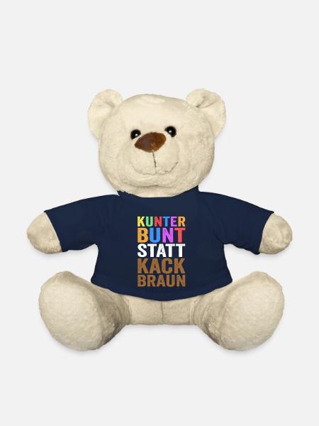Kunterbunt statt Kackbraun Gegen Rechts Rassismus - Teddy - French Navy
