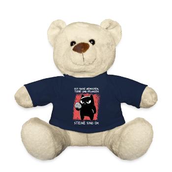 Wurfbereit – Schwarze Katze mit Stein - Teddy - French Navy - Vorne