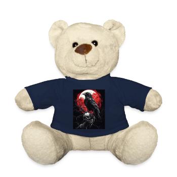 Raven Skull Moon Dark Gothic Black Crow - Teddy Bear - french navy - Front