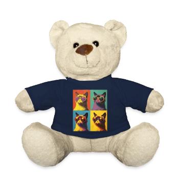 Coole Pop-Art Grump Katze mit Sonnenbrille - Teddy - French Navy - Vorne