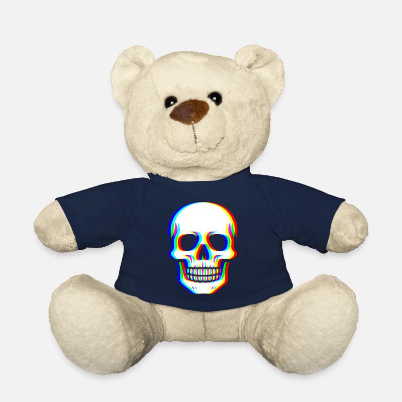 Crâne Glitch - Cyber Art - Nounours - bleu marine