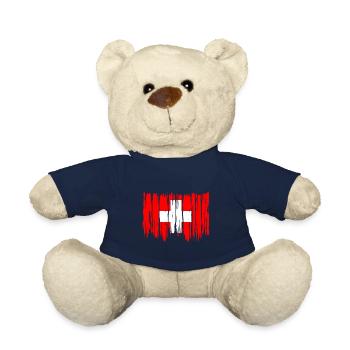 Switzerland Flag Vintage Cross Used Look Swiss - Teddy Bear - french navy - Front