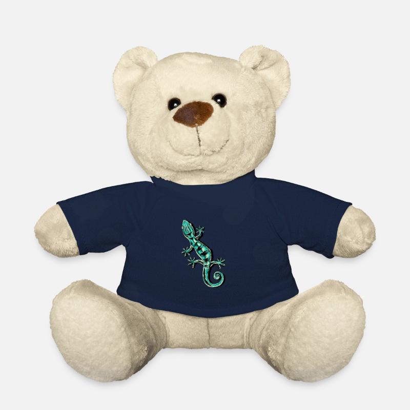 Gecko motifs Gekko gift idea Gecko lizard Asia - Teddy Bear - french navy