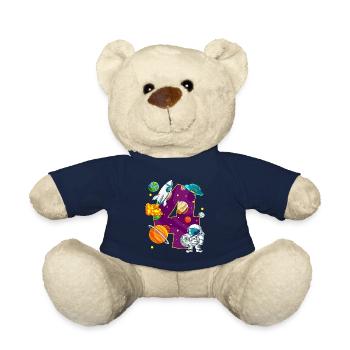 4 Birthday Space Space Astronaut 4 Years - Teddy Bear - french navy - Front
