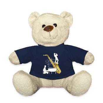 Morceau de musique de piano avec saxophone - Nounours - bleu marine - Devant