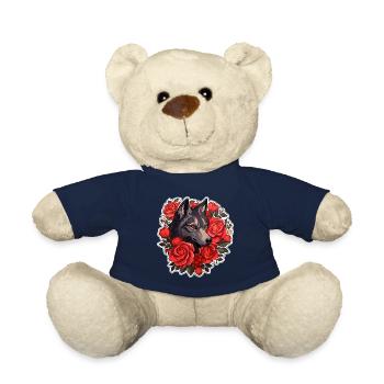 Gothic Wolf und Rosen Illustration - Teddy - French Navy - Vorne