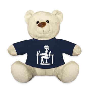 Worker Woman Computer Job - Teddy Bear - french navy - Front