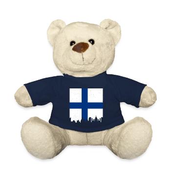 Finnland Flagge Suomi Finnische Fahne Used Look - Teddy - French Navy - Vorne